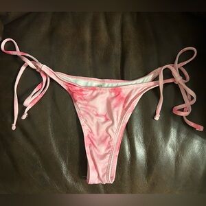 Pink Tie-Dye Ribbed Bikini Bottoms